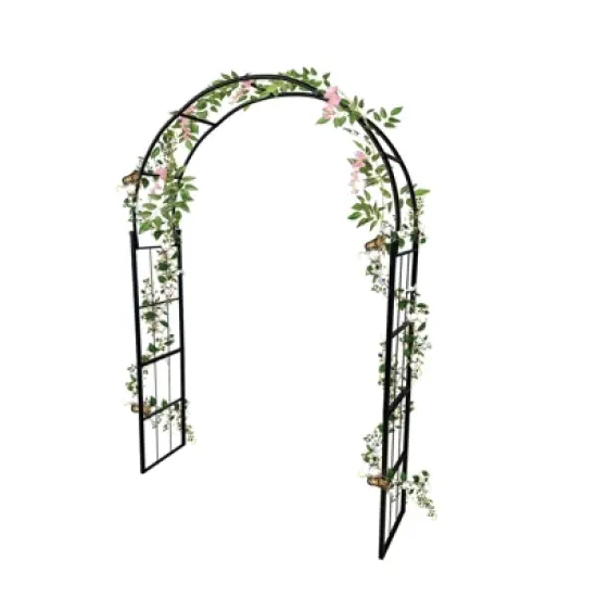 Metal Garden Arch Trellis, 60.23" W x 15.74" D x 86.61" H, Garden Arch Trellis for Climbing Plants Outdoor image {7}
