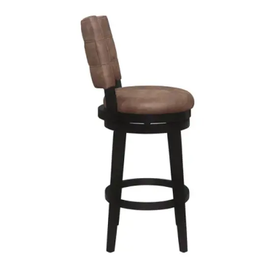 30" Kaede Wood and Upholstered Swivel Barstool Black/Chestnut - Hillsdale Furniture image {4}