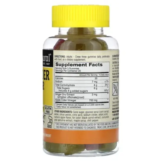 Mason Natural Apple Cider Vinegar 750 mg - Healthy Weight Management, All Natural Detoxification, Gelatin Free, Kosher, Apple Flavor, 60 Gummies image {1}