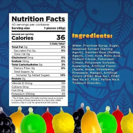 Funtasty Fruit Squeezable Jellies Tik Tok Candy Assorted Flavors, 40 Count Jar image {6}