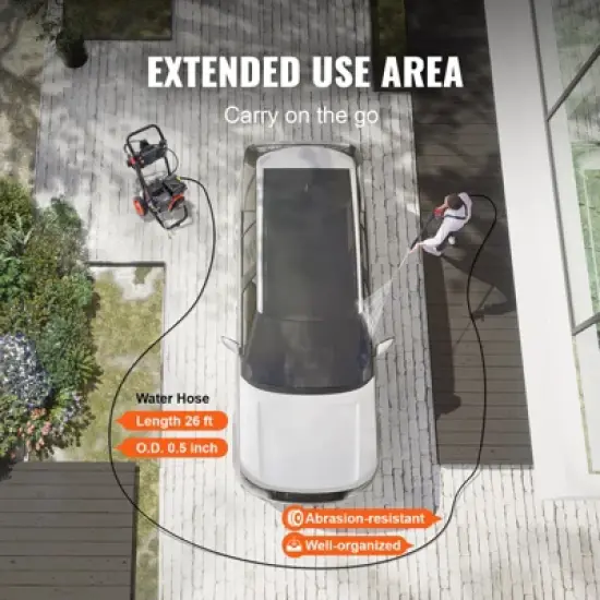 VEVOR Gas Pressure Washer, 3400 PSI 2.6 GPM, Gas Powered Pressure Washer with Aluminum Pump, Spray Gun and Extension Wand, Black image {5}