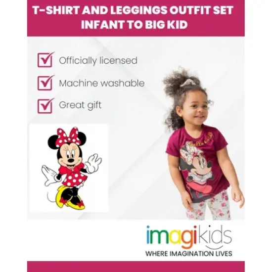 Disney Minnie Mouse T-Shirt and Leggings Outfit Set Infant to Little Kid image {2}