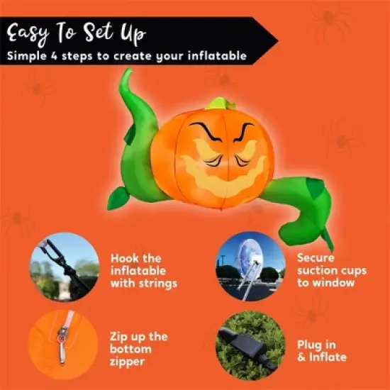 Joyfy 7.5FT Halloween Inflatables Outdoor Decorations, 3 Pcs Window Inflatable Pumpkin Head with Tentacles for Halloween Party Roof Outside Decoration image {6}