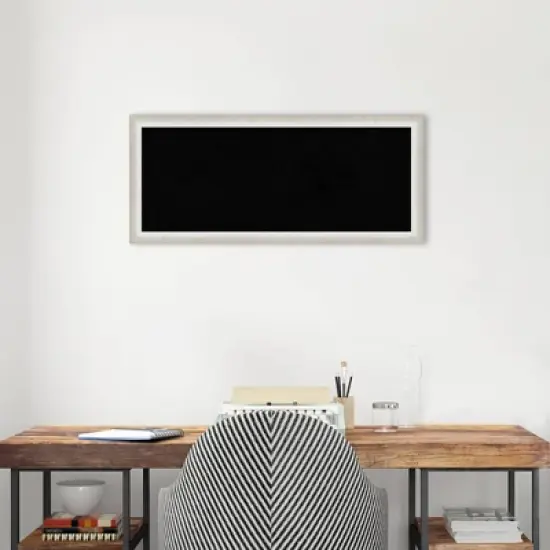 32"x14" Two Tone Wood Frame Black Cork Board Silver - Amanti Art image {6}