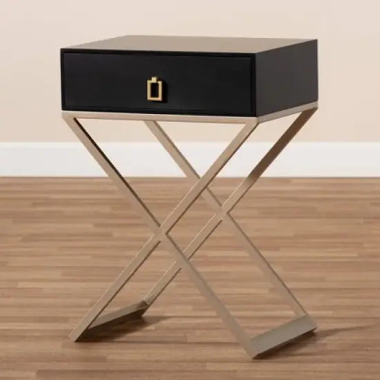 1 Drawer Patricia Brass Tone Metal Nightstand - Baxton Studio image {8}