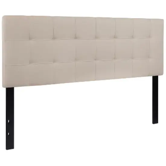 Flash Furniture Bedford Tufted Upholstered Queen Size Headboard in Beige Fabric image {2}