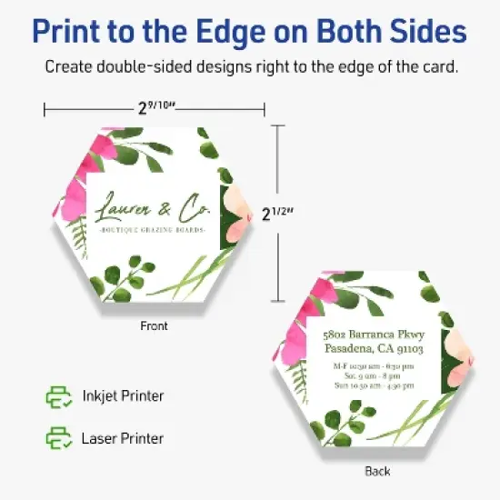 Avery Hexagon Business Cards, 2-1/2" x 2-9/10", Matte White, 300 Total image {5}