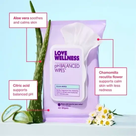 Love Wellness pH Balanced Wipes for Sensitive Care Unscented image {3}