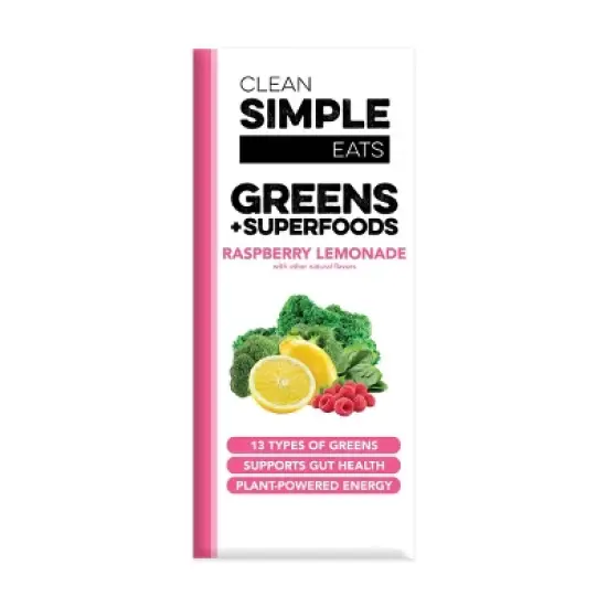 Clean Simple Eats Greens Powder Sticks - Raspberry Lemonade - 3.9oz/10ct image {1}