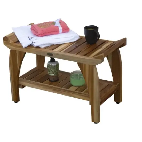 EcoDecors&reg; Tranquility&reg; 30" Teak Wood Shower Bench with Shelf in EarthyTeak Finish image {3}