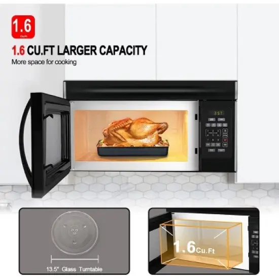 GASLAND 30" Over-The-Range Microwave Oven 1.6 cu.ft., 300 CFM, Black, OTR1603B image {4}