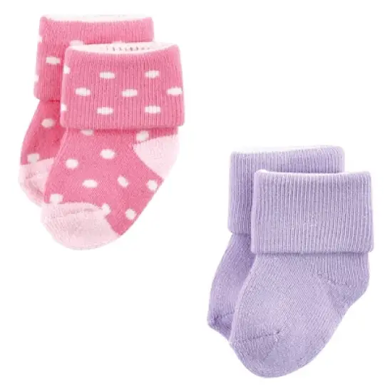 Luvable Friends Baby Girl Newborn and Baby Terry Socks, Coral Lilac Mary Janes 12-Pack image {5}