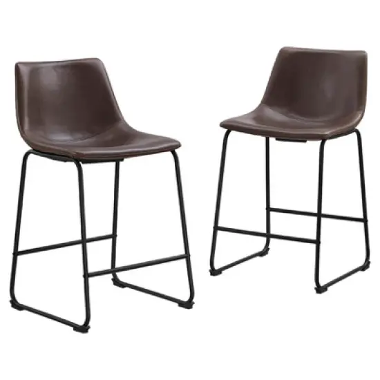 Set of 2 Laslo Modern Upholstered Faux Leather Counter Height Barstools - Saracina Home image {8}
