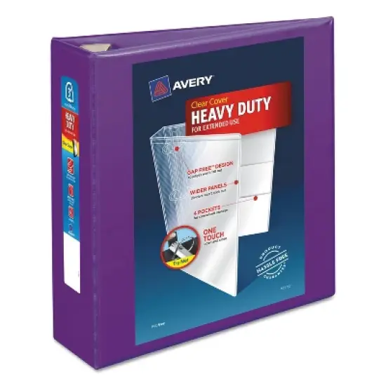 Avery Heavy-Duty View Binder w/Locking EZD Rings 3" Cap Purple 79810 image {8}