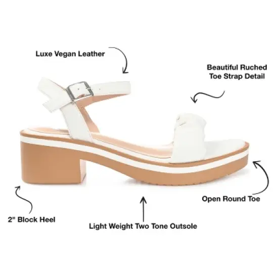 Journee Collection Womens Dexxla Buckle Ankle Strap Low Platform Sandals White 7 image {7}