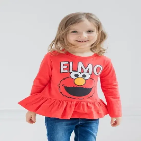 Sesame Street Elmo Girls 2 Pack Peplum Long Sleeve T-Shirts Toddler image {4}