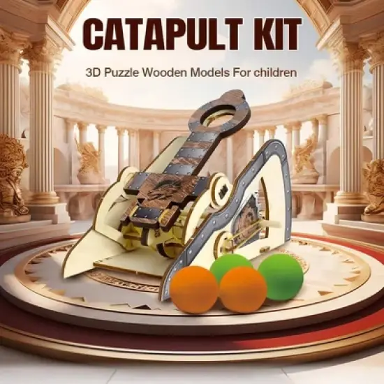 LIVEVIE 3D Wooden Catapult Kit &ndash; STEM Toy for Kids, Build & Explore Force, Trajectory, Levers, Educational Fun image {4}