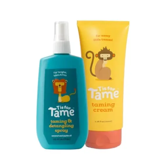 T is for Tame - Hair Taming Cream & Detangling Spray Duo for Kids & Toddlers, Natural Anti-Frizz & Knots, All Hair Types, 2 ct image {8}