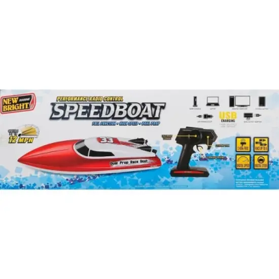 New Bright RC 20" Dual Propeller Speed Boat: 2.4 GHz Remote Control Toy, Outdoor Use, Rechargeable with USB image {11}
