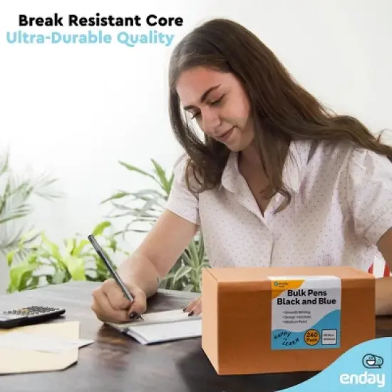 Enday Pens Bulk Black Pens Blue Pens Ballpoint, Medium Point (1.0mm), Flexible Round Barrel For Writing Comfort Ballpoint Pens For School, Office image {6}