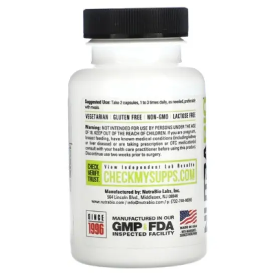 NutraBio Betaine Anhydrous, 90 Capsules (500 mg per Capsule) image {2}