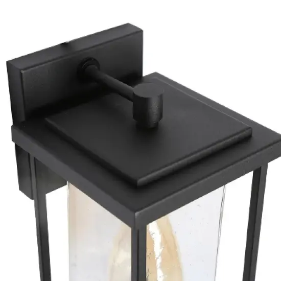 10" Metal/Seeded Glass Square Modern Outdoor Wall Light Black - LNC image {6}
