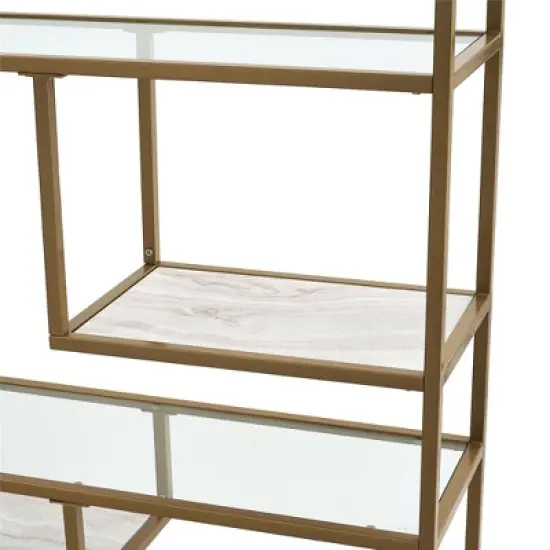 72" EOS Geometric Bookshelf Etagere Brass - Dorel Living image {2}
