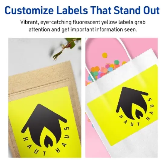 Avery Neon Yellow Paper Labels, 5" x 8-1/8" Rectangle image {2}