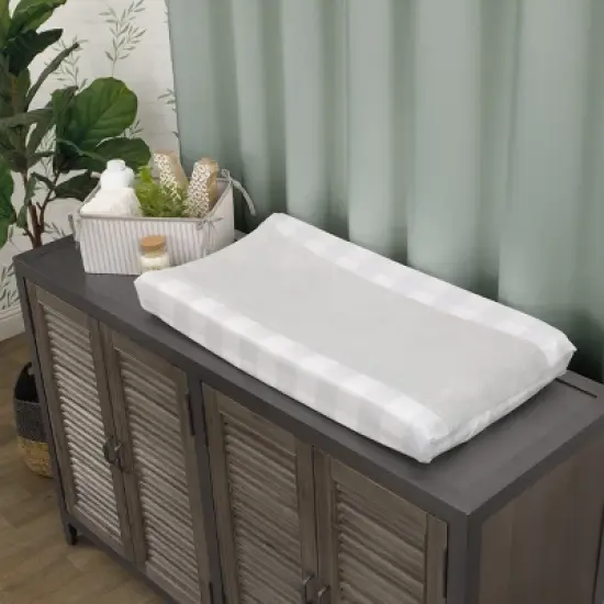 NoJo Rustic Farmhouse Super Soft Gray and White Buffalo Check Changing Pad Cover image {1}