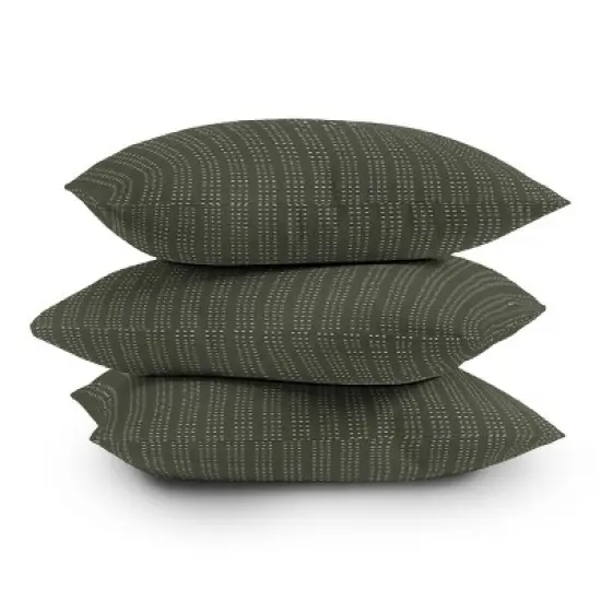 18"x18" Deny Designs Little Arrow Design Co Vert Triple Dash Olive Square Outdoor Throw Pillow Green image {3}