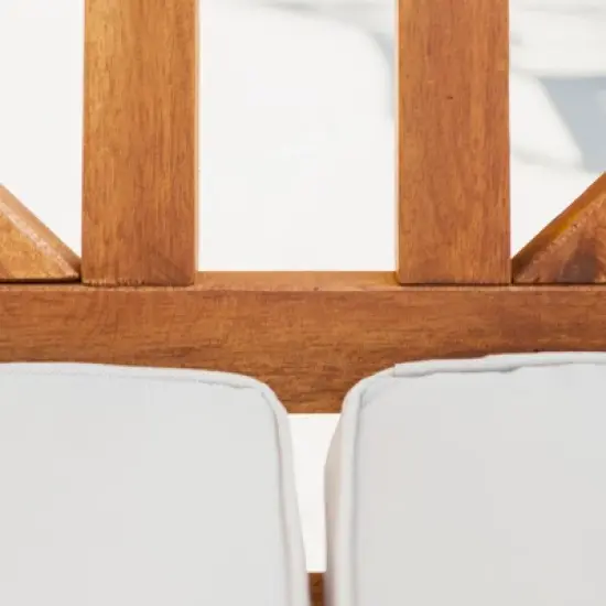 Acacia Wood X-Back Love Seat with Cushions Brown - Saracina Home image {4}