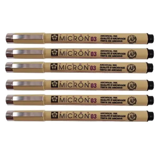 Sakura Pigma Micron Pen Fineliner Black Ink 6/Pack (SAKXSDK0349-6) image {5}