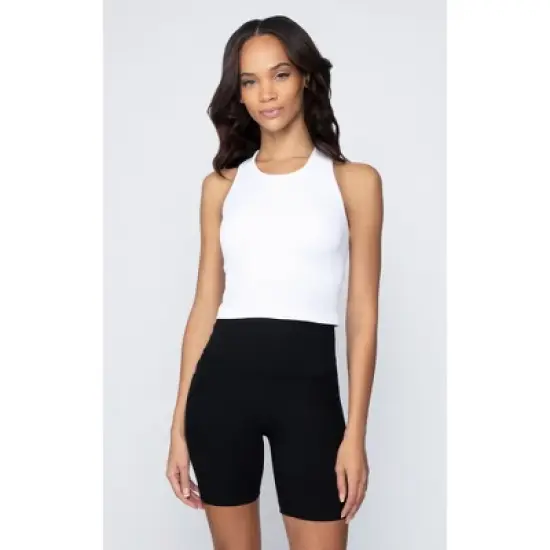 90 Degree By Reflex - Women's Ribbed Cropped Tank Top with Padded Inside Bra image {8}