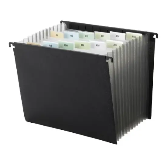Smead Poly Hanging Expanding File, 12 Dividers, Letter Size, Black (65125) image {1}