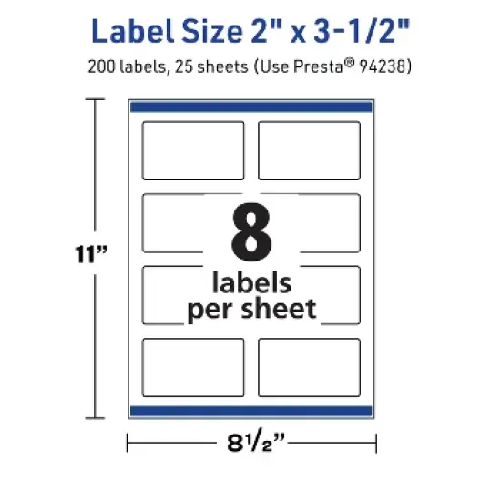 Avery TrueBlock Matte White Paper Labels,  2" x 3-1/2" Rectangle image {4}