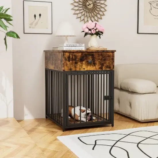 JUJABU Indoor Pet Crate End Table for Small Dog image {7}