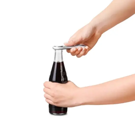 OXO Die Cast Bottle Opener Silver: Zinc Kitchen Tool, Dishwasher-Safe, Metallic Finish, Beer & Wine Accessory image {2}