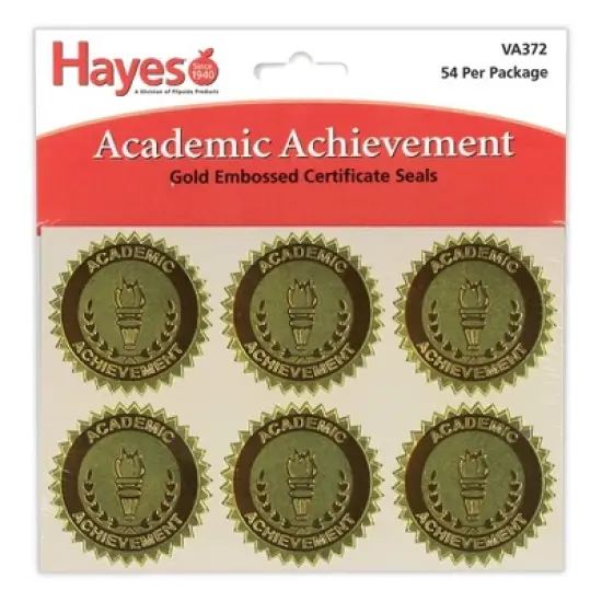 Hayes Publishing Gold Foil Embossed Seals, Academic Achievement, 54 Per Pack image {2}