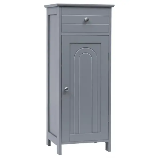 Costway Bathroom Floor Cabinet Storage Organizer Free-Standing w/ Drawer Grey\Black\Brown image {12}