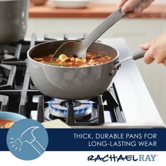 Rachael Ray Cook + Create Aluminum Nonstick Saucier Pan 3qt Gray image {7}