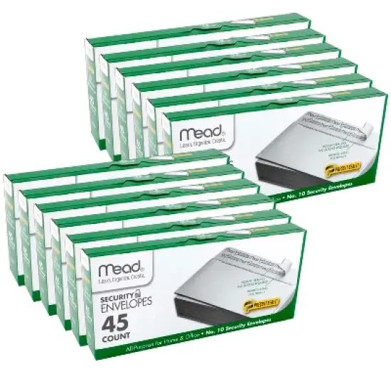 Mead&reg; Press-It Seal-It&reg; Security Envelopes, #10, 45 Per Box, 12 Boxes image {2}