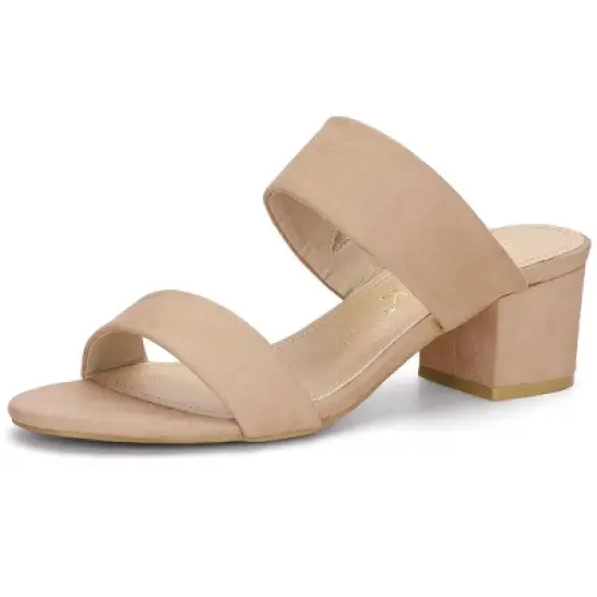 Allegra K Women's Block Heel Dual Straps Slide Sandals image {8}