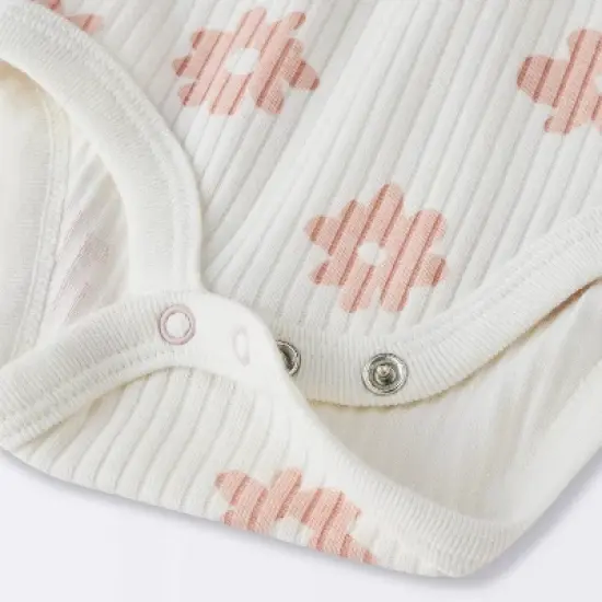 Baby 2pc Floral Wide Ribbed Top & Bottom Set - Cloud Island&trade; Cream image {3}