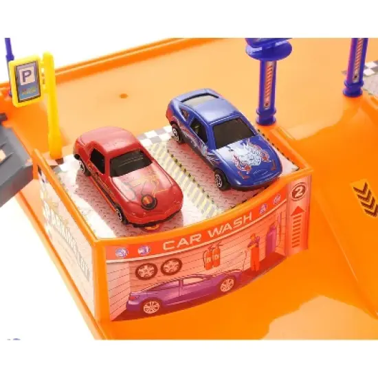 Link Worldwide Deluxe Super Parking Garage Diecast Racing Playset Comes With 3 Cars And 1 Helicopter - Hours Of Fun!!! image {7}