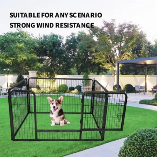 Pet Playpen, Garden Fence with Gate, Dog Fence Playpen with 24" Height Metal Panels, Dog Playpen for Small/Medium Dogs, Puppy Cat Exercise Fencing image {6}