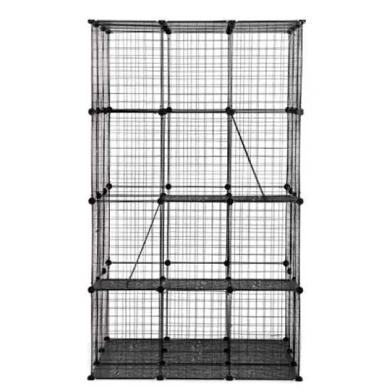 DOMETOUR 3-Tier Wire Cat Cage, Large Kennels Playpen with 3 Platforms, 3 Ramp Ladders and 4 Doors, 42" x 42" x 72", Black image {5}
