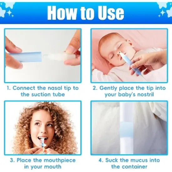Baby Nasal Aspirator Nasal Congestion Relief, Includes 25 Hygiene Filters, 2 Silicone Tips with Nose Cleaning Tweezer image {3}