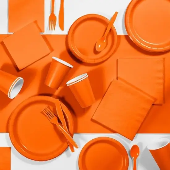 24ct Sunkissed Orange Oval Plates Orange image {1}