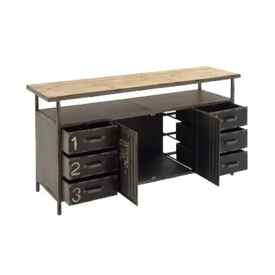 Industrial Wood Buffet Gray - Olivia & May image {9}