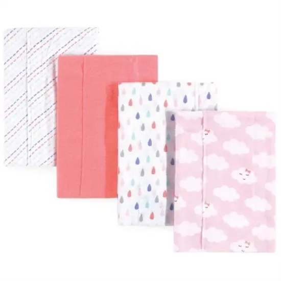 Luvable Friends Baby Girl Cotton Flannel Burp Cloths 4pk, Girl Clouds, One Size image {1}